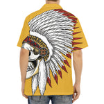 Native American Indian Skull Print Aloha Shirt