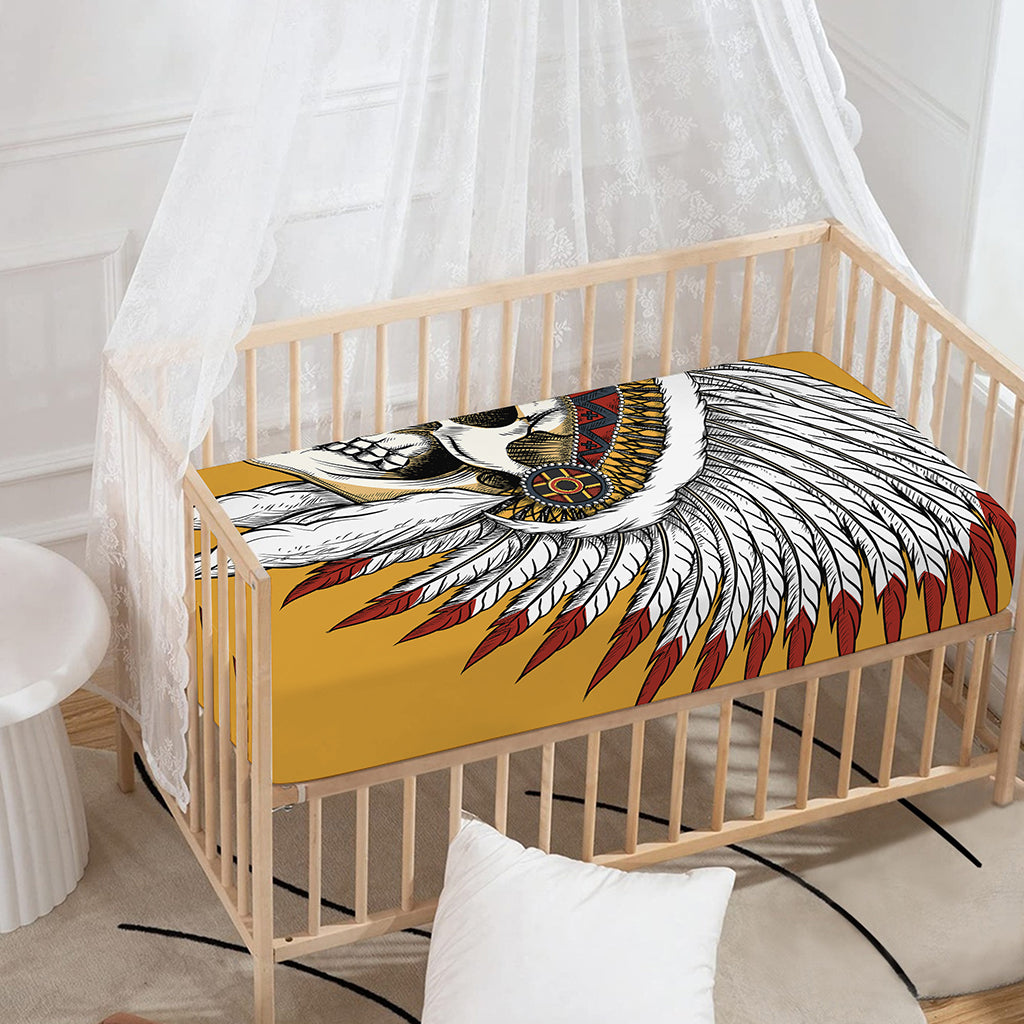 Native American Indian Skull Print Baby Crib Sheet