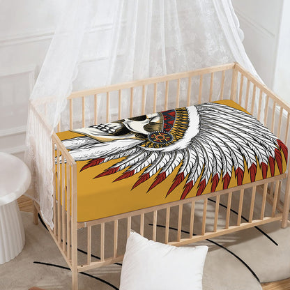 Native American Indian Skull Print Baby Crib Sheet