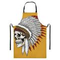 Native American Indian Skull Print Bib Apron With Pocket