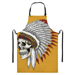 Native American Indian Skull Print Bib Apron With Pocket