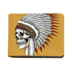Native American Indian Skull Print Bifold Wallet