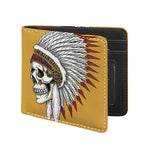 Native American Indian Skull Print Bifold Wallet