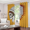 Native American Indian Skull Print Dimout Grommet Curtains