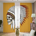 Native American Indian Skull Print Blackout Pencil Pleat Curtains