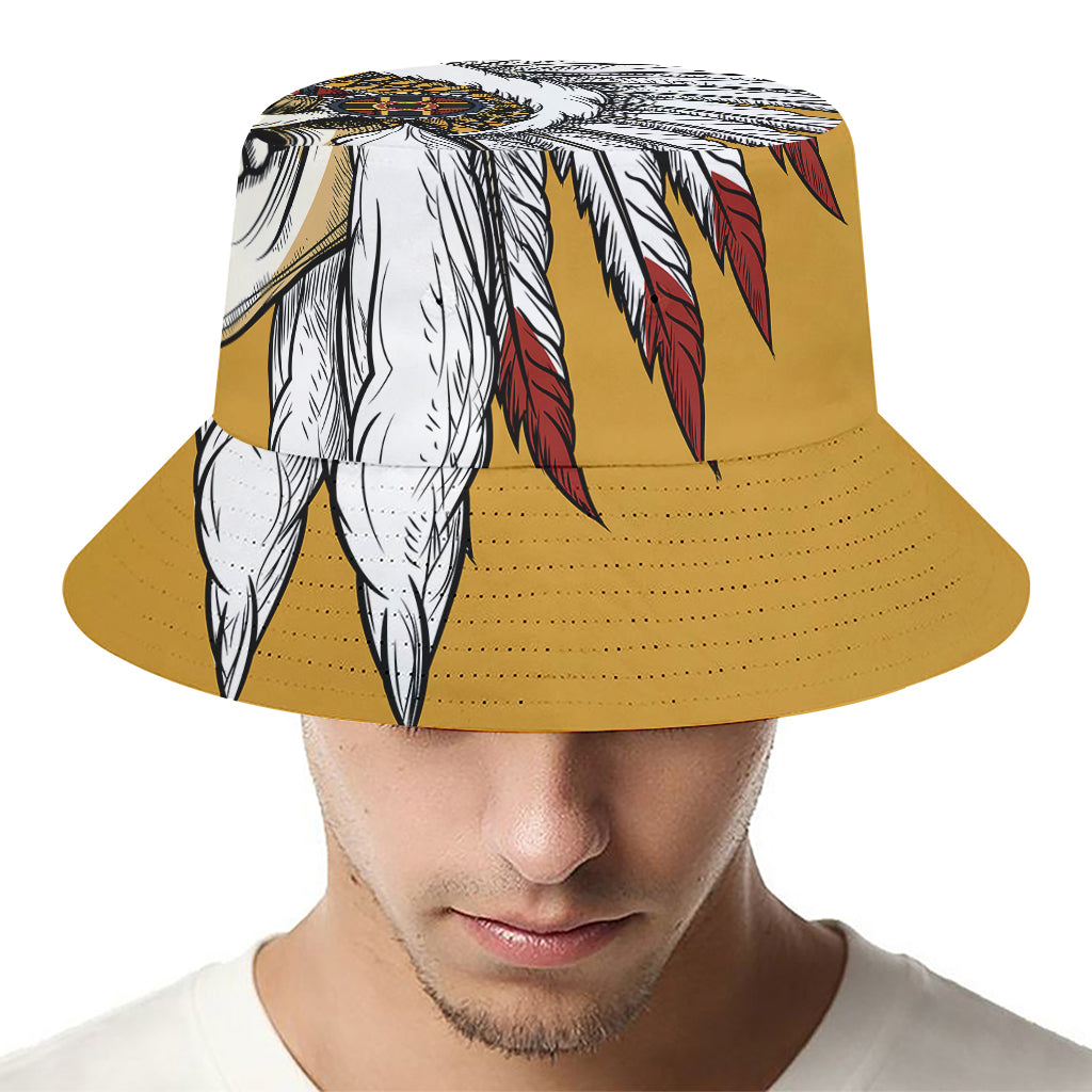 Native American Indian Skull Print Bucket Hat
