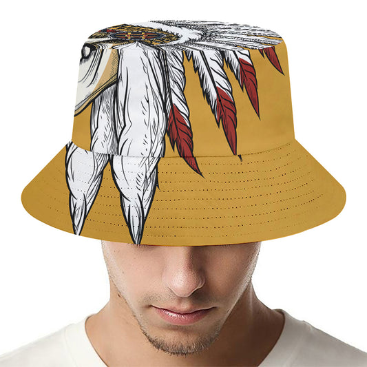 Native American Indian Skull Print Bucket Hat