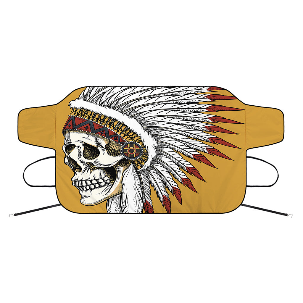 Native American Indian Skull Print Car Windshield Snow Cover