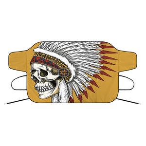 Native American Indian Skull Print Car Windshield Snow Cover