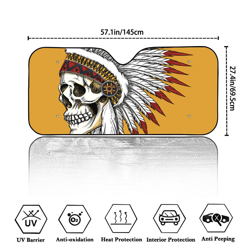 Native American Indian Skull Print Car Windshield Sun Shade