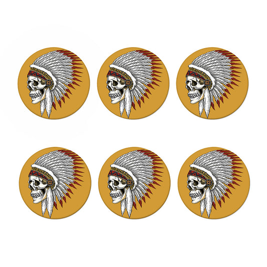 Native American Indian Skull Print Coaster Set