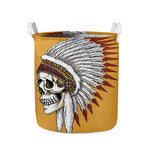 Native American Indian Skull Print Collapsible Laundry Basket