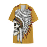 Native American Indian Skull Print Cotton Hawaiian Shirt