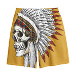 Native American Indian Skull Print Cotton Shorts