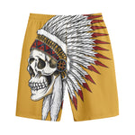Native American Indian Skull Print Cotton Shorts