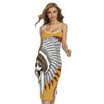 Native American Indian Skull Print Cross Back Cami Dress