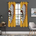 Native American Indian Skull Print Grommet Curtain Panels