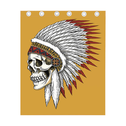 Native American Indian Skull Print Curtain