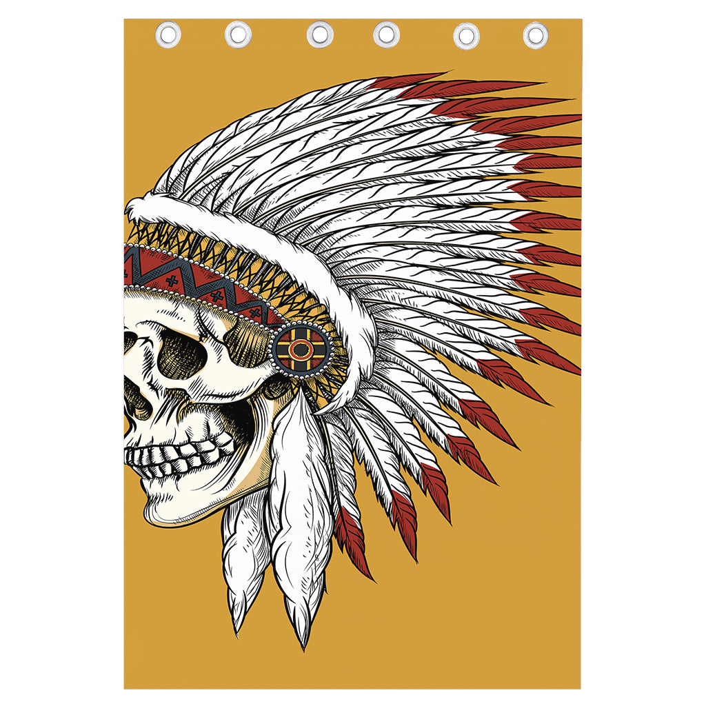 Native American Indian Skull Print Curtain