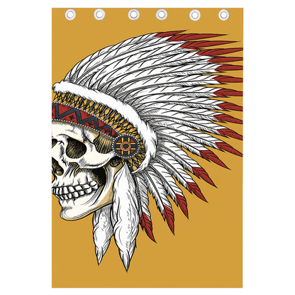 Native American Indian Skull Print Curtain
