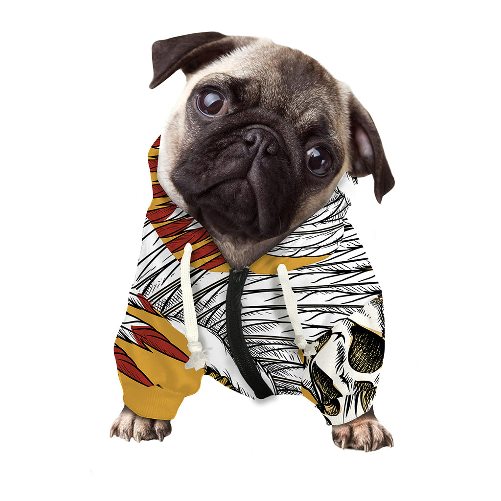 Native American Indian Skull Print Dog Zip Up Hoodie