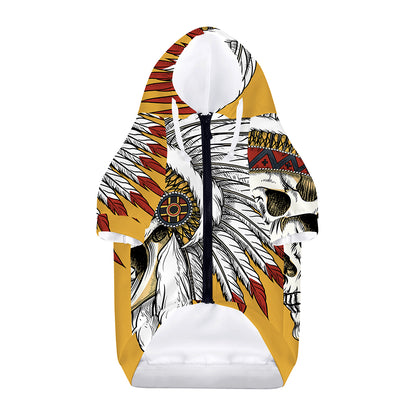 Native American Indian Skull Print Dog Zip Up Hoodie
