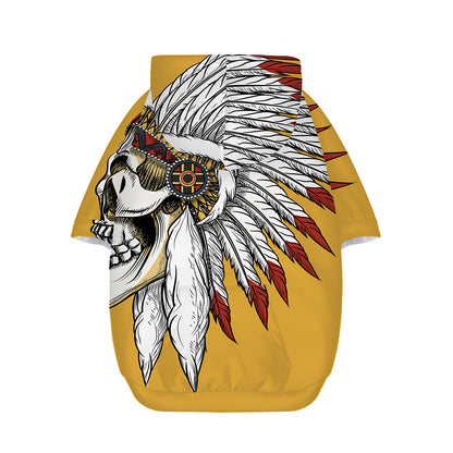 Native American Indian Skull Print Dog Zip Up Hoodie