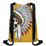 Native American Indian Skull Print Drawstring Backpack
