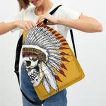 Native American Indian Skull Print Drawstring Backpack