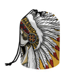 Native American Indian Skull Print Drawstring Makeup Bag