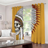 Native American Indian Skull Print Extra Wide Grommet Curtains