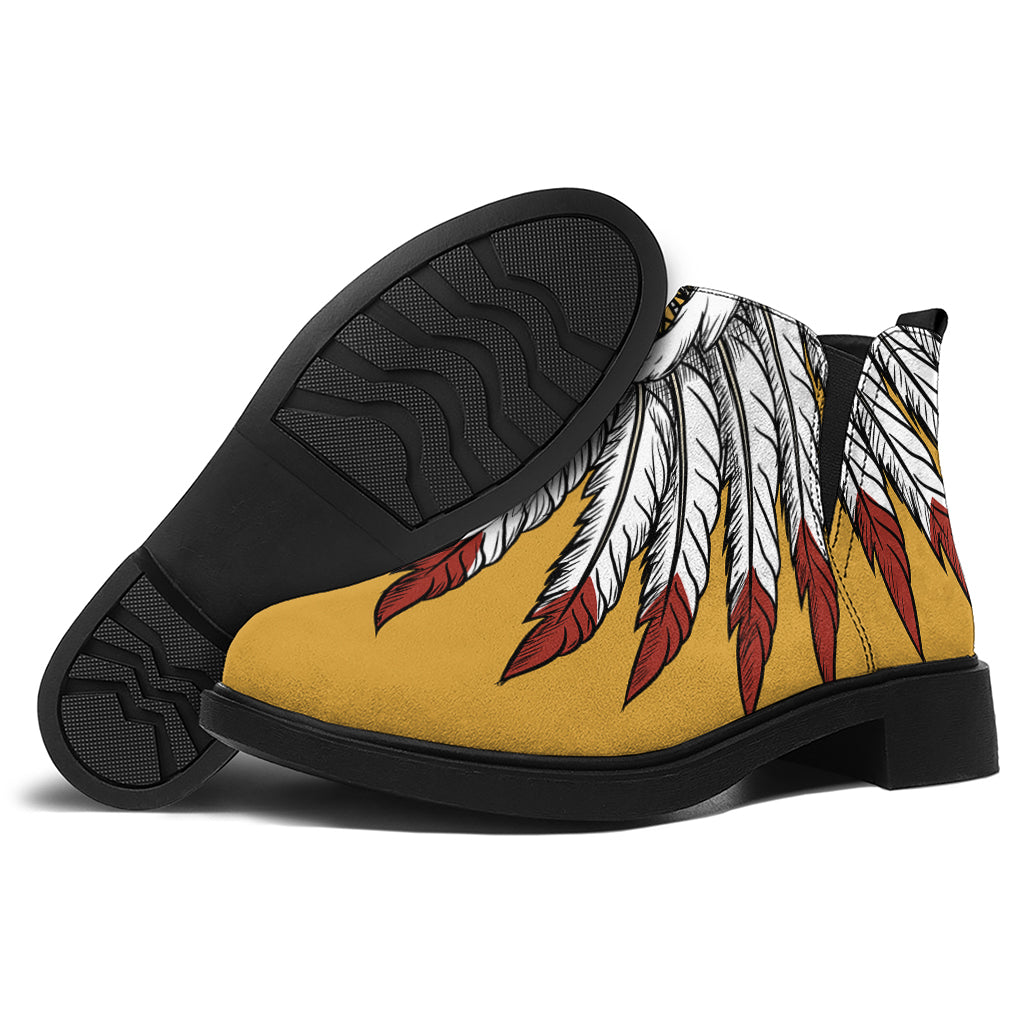 Native American Indian Skull Print Flat Ankle Boots