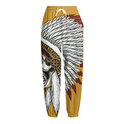 Native American Indian Skull Print Fleece Lined Knit Pants