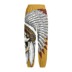 Native American Indian Skull Print Fleece Lined Knit Pants