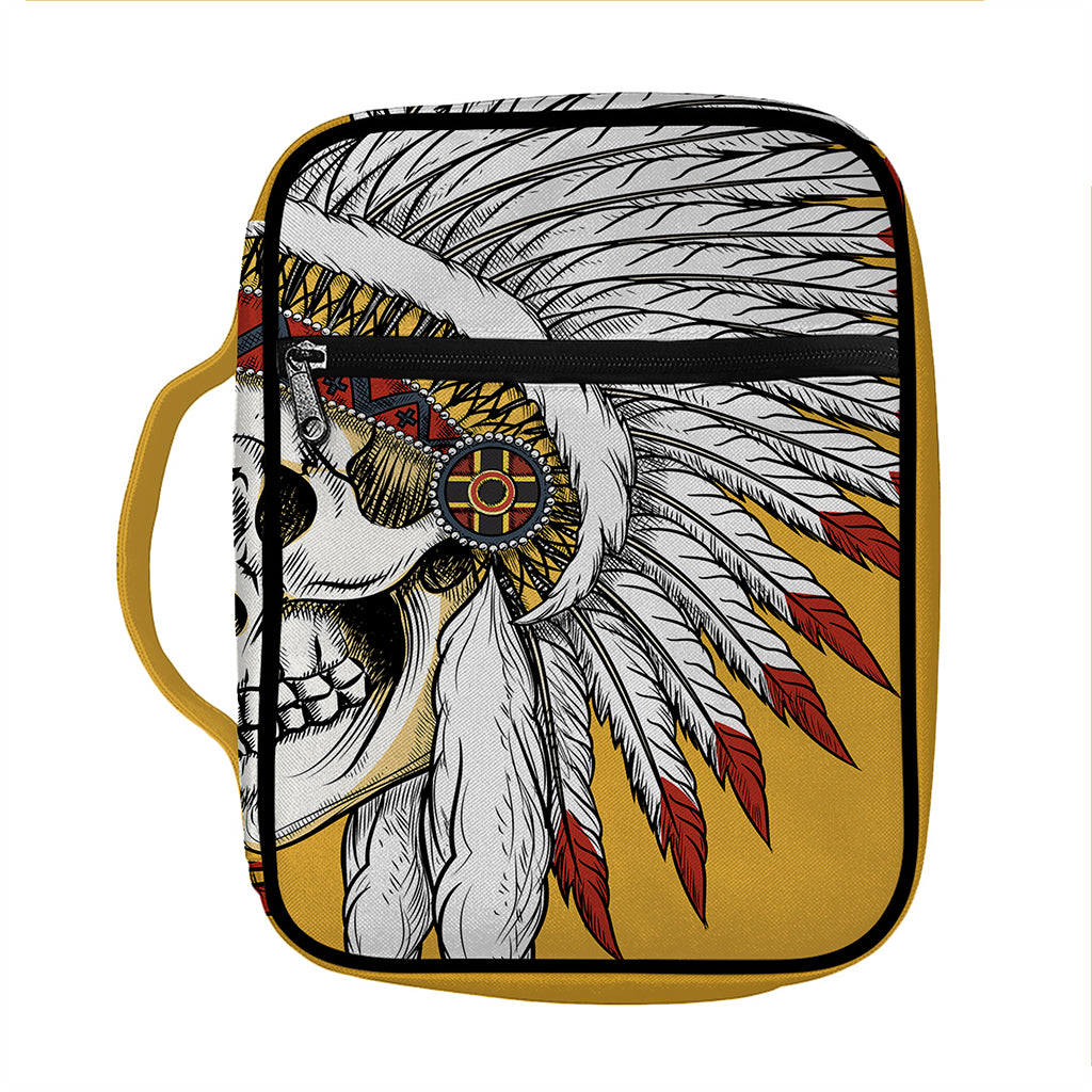 Native American Indian Skull Print Front Pocket Bible Bag