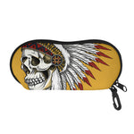 Native American Indian Skull Print Glasses Case