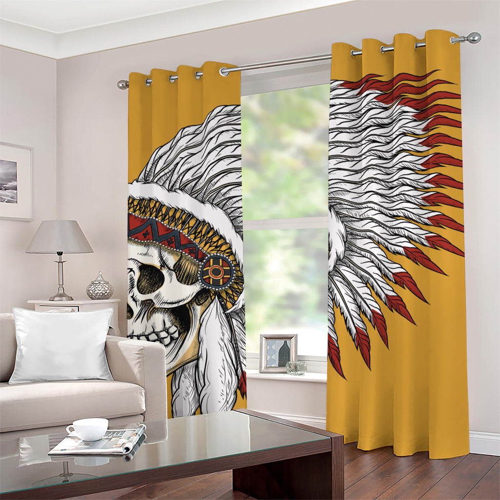 Native American Indian Skull Print Grommet Curtains