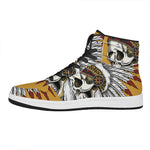 Native American Indian Skull Print High Top Leather Sneakers