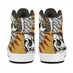 Native American Indian Skull Print High Top Leather Sneakers