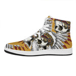 Native American Indian Skull Print High Top Leather Sneakers