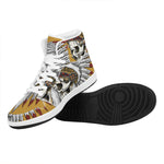 Native American Indian Skull Print High Top Leather Sneakers