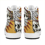 Native American Indian Skull Print High Top Leather Sneakers