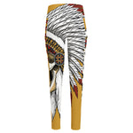 Native American Indian Skull Print High-Waisted Pocket Leggings