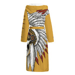 Native American Indian Skull Print Hooded Bathrobe