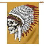 Native American Indian Skull Print House Flag
