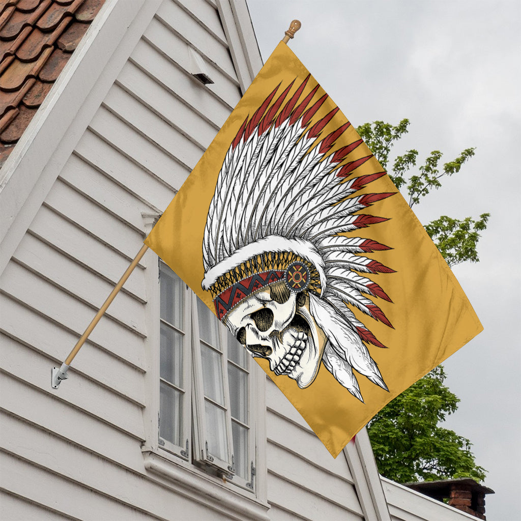 Native American Indian Skull Print House Flag