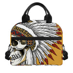 Native American Indian Skull Print Insulated Lunch Bag