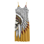 Native American Indian Skull Print Jersey Midi Cami Dress
