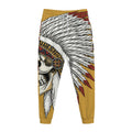 Native American Indian Skull Print Jogger Pants
