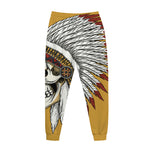 Native American Indian Skull Print Jogger Pants